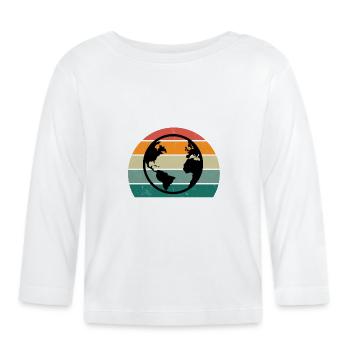 continents europe asia north america america earth - Organic Baby Long Sleeve T-Shirt - white - Front