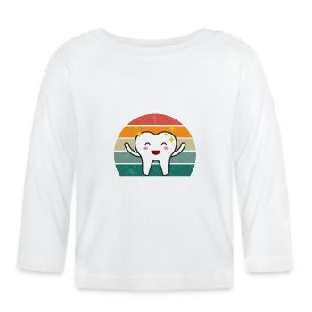 zahnärztin zahn zähne bohrer bohren zahn zahnarzt - Baby Bio-Langarmshirt - Weiß - Vorne