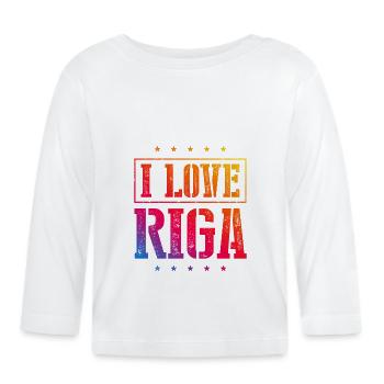 I Love Riga - Baby Bio-Langarmshirt - Weiß - Vorne
