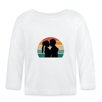 Mariage Mariage Petit ami Petite amie Mariage Amour - T-shirt manches longues bio Bébé - blanc - Devant