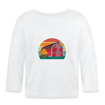Bauer Bäuerin Traktor Stall Bauernhoftier Landwirt - Baby Bio-Langarmshirt - Weiß - Vorne