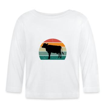 Vaches Bovins Bovins Ferme Fermier Viande Vache - T-shirt manches longues bio Bébé - blanc - Devant