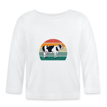 Vaches Bovins Bovins Ferme Fermier Viande Vache - T-shirt manches longues bio Bébé - blanc - Devant