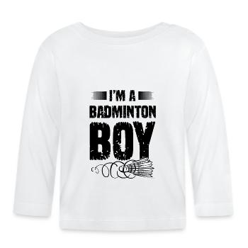 Garçon de badminton - T-shirt manches longues bio Bébé - blanc - Devant