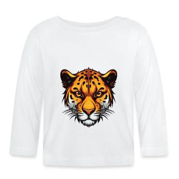 Tête de guépard - T-shirt manches longues bio Bébé - blanc - Devant