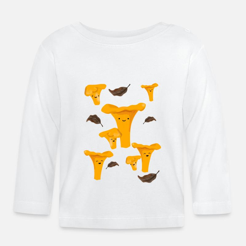 Fröhliche Pfifferlinge - Baby Bio-Langarmshirt - Weiß