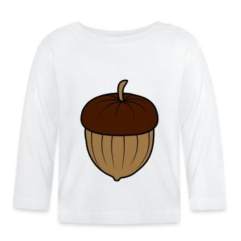 Acorn Nut Design - Organic Baby Long Sleeve T-Shirt - white - Front