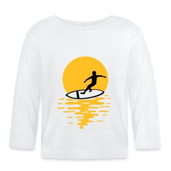 Sonne Abend Surfer - Baby Bio-Langarmshirt - Weiß - Vorne