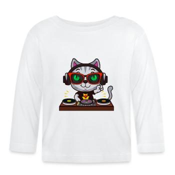 Cat Glasses Platine DJ Disco Club Vie nocturne - T-shirt manches longues bio Bébé - blanc - Devant
