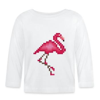 Flamingo - Baby Bio-Langarmshirt - Weiß - Vorne