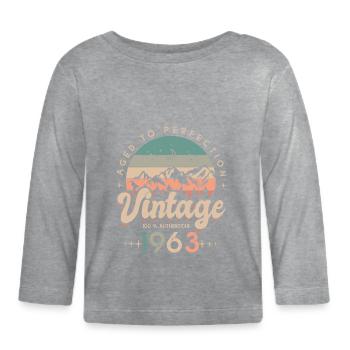 1963 Vintage anniversaire 60 ans - T-shirt manches longues bio Bébé - gris chiné - Devant