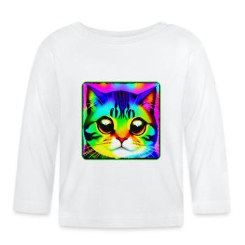 Chat de mauvaise humeur aux couleurs vives - T-shirt manches longues bio Bébé - blanc - Devant