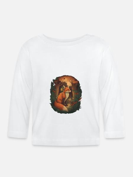 roter fuchs in einem wald - Baby Bio-Langarmshirt - Weiß
