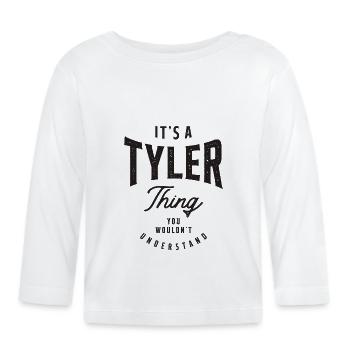 C’est un nom personnalisé Tyler Thing - T-shirt manches longues bio Bébé - blanc - Devant