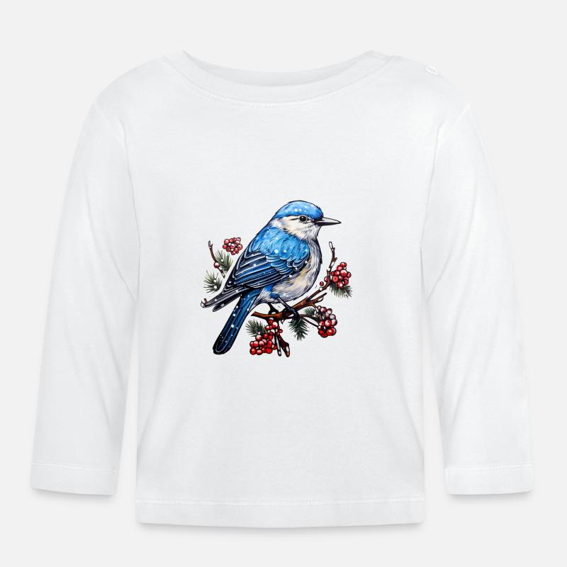 Oiseau d’hiver - T-shirt manches longues bio Bébé - blanc