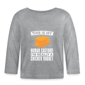 Mon costume humain Nugget Lover Poulet - T-shirt manches longues bio Bébé - gris chiné - Devant
