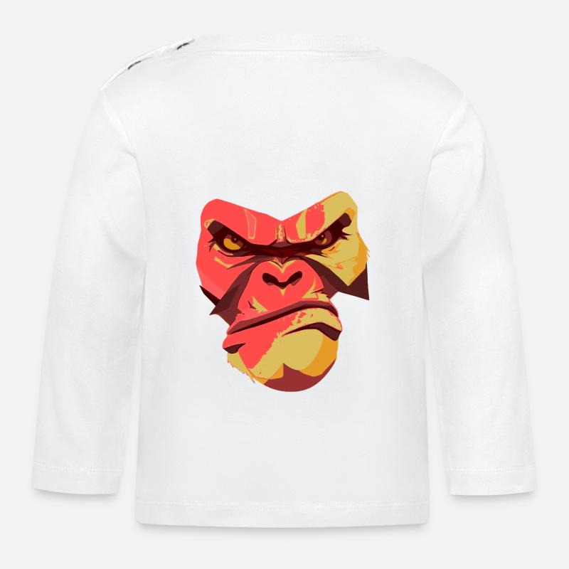Gorilla Power Back Design - Baby Bio-Langarmshirt - Weiß