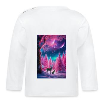 Neon-Winterhirsch-Traum - Baby Bio-Langarmshirt - Weiß - Hinten