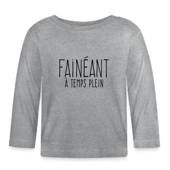Full-time Slacker - In Praise of Laziness - Organic Baby Long Sleeve T-Shirt - heather grey - Front