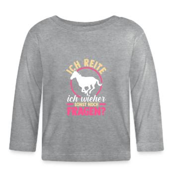 Reiten Pferdeliebhaber Reiterhof Pferde - Baby Bio-Langarmshirt - Grau meliert - Vorne