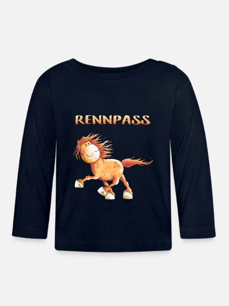 Rennpass Islandpferd - Comic - Fun - Baby Bio-Langarmshirt - Navy