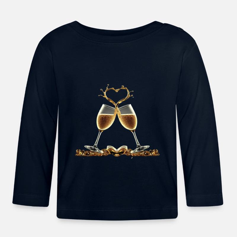 Zwei Gläser bilden ein Herz / Geschenkidee - Baby Bio-Langarmshirt - Navy