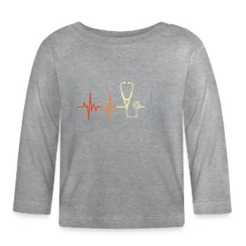 Vintage Stethoscope Pulse Rate - Organic Baby Long Sleeve T-Shirt - heather grey - Front