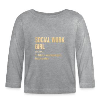 travail social - T-shirt manches longues bio Bébé - gris chiné - Devant