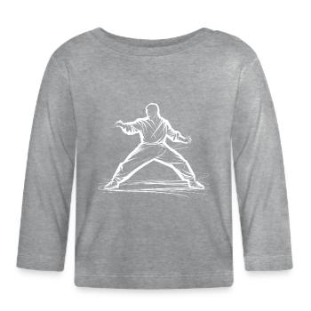 Dessin Karateka - T-shirt manches longues bio Bébé - gris chiné - Devant