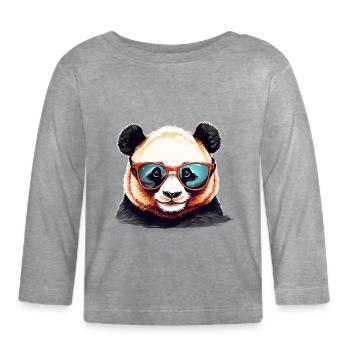 Lässiger Pandakopf mit Sonnenbrille - Baby Bio-Langarmshirt - Grau meliert - Vorne