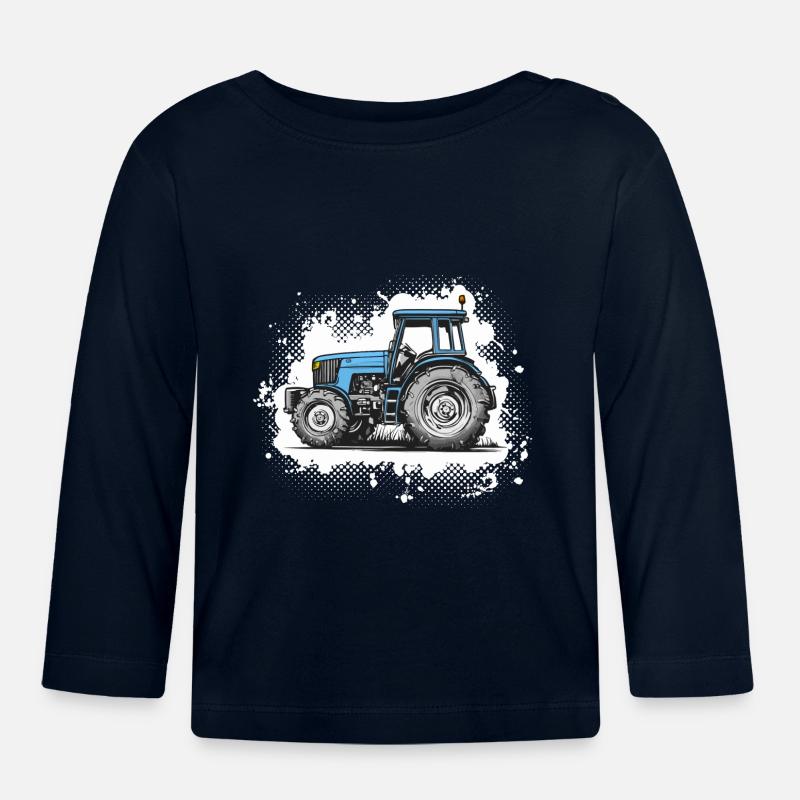 Traktor blue - Splash - Baby Bio-Langarmshirt - Navy