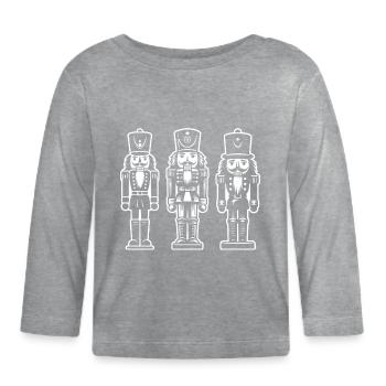 Nutcracker Trio Print - Organic Baby Long Sleeve T-Shirt - heather grey - Front