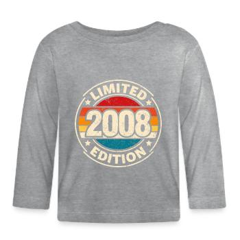 Vintage 2008 – 18. Geburtstag Meilenstein Design - Baby Bio-Langarmshirt - Grau meliert - Vorne