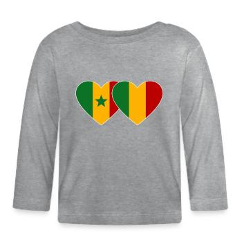 Senegal_Mali_Flagge_Herz - T-shirt manches longues bio Bébé - gris chiné - Devant