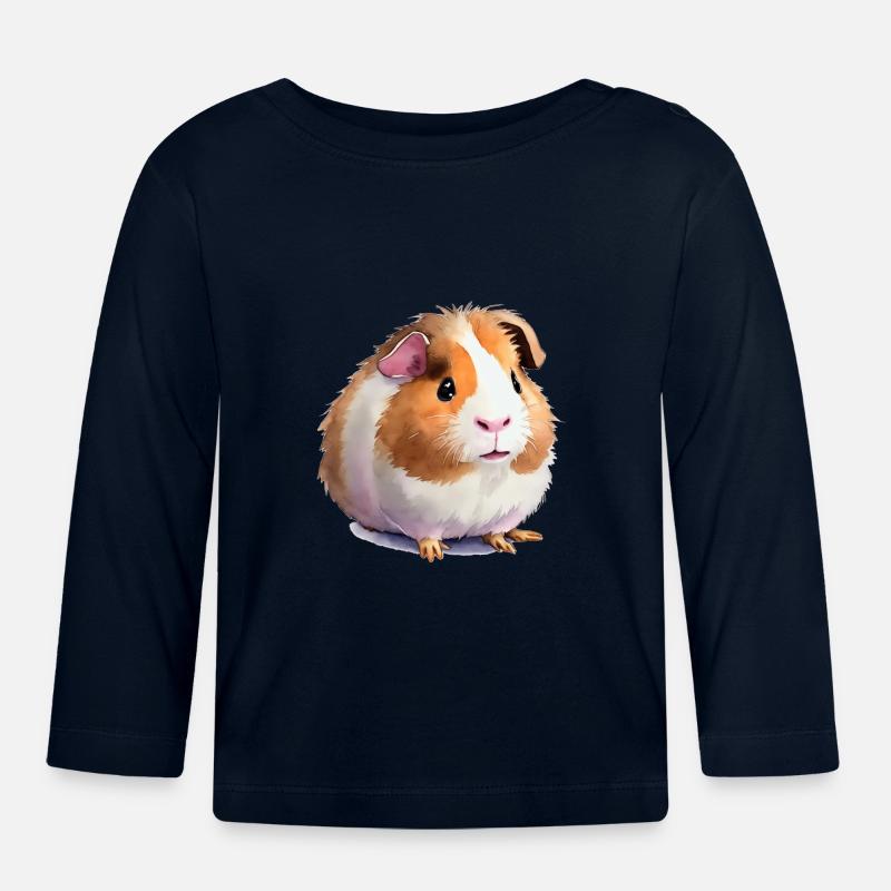 Cochon d’Inde mignon - T-shirt manches longues bio Bébé - marine