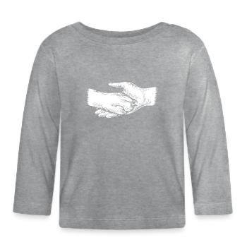 Chien et maître - Silhouette de main et de patte - T-shirt manches longues bio Bébé - gris chiné - Devant