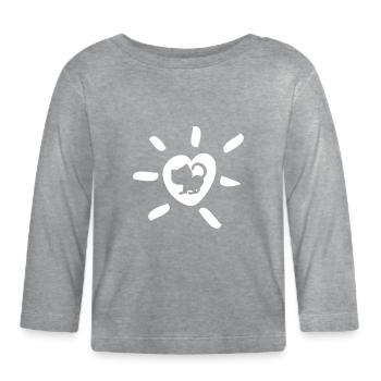Herz Katze Strahlen Fan Comic Tierliebe Katzen süß - Baby Bio-Langarmshirt - Grau meliert - Vorne