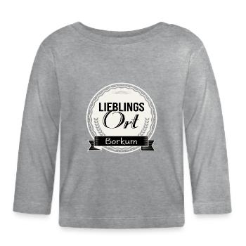 Lieblingsort Borkum - Baby Bio-Langarmshirt - Grau meliert - Vorne
