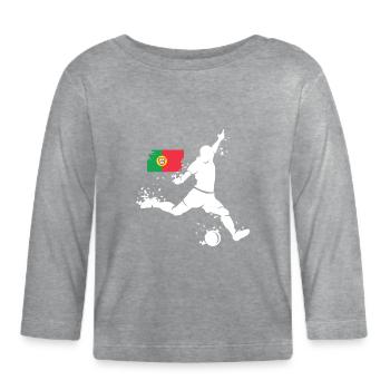 Fußball Spieler Explosion Portugal EM 2024 Symbol - Baby Bio-Langarmshirt - Grau meliert - Vorne