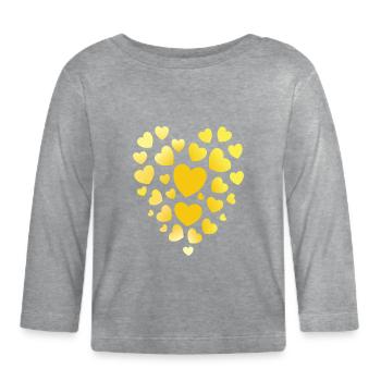 Gelbe Herzen Muster gelbes Herz - Baby Bio-Langarmshirt - Grau meliert - Vorne