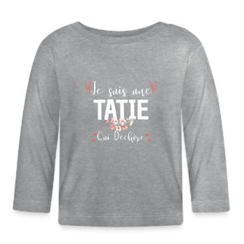 Auntie Tearing Floral Style - Baby Bio-Langarmshirt - Grau meliert - Vorne