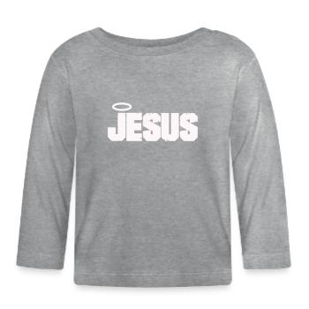 Jesus lettering with halo - Organic Baby Long Sleeve T-Shirt - heather grey - Front