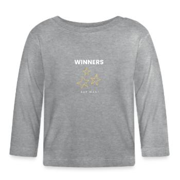 Les gagnants sont réduits à une citation motivationnelle minimale - T-shirt manches longues bio Bébé - gris chiné - Devant