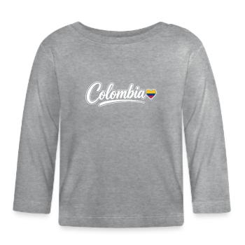 Scénario colombien avec cœur de drapeau Patriotique - T-shirt manches longues bio Bébé - gris chiné - Devant