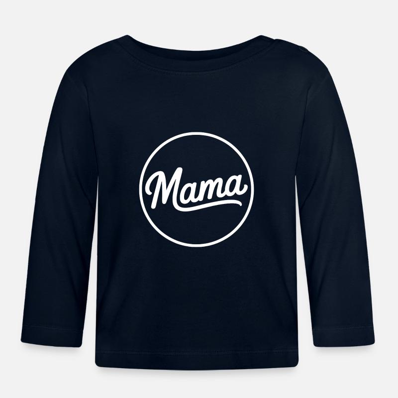 Mama Script Circle Logo T-Shirt - Baby Bio-Langarmshirt - Navy