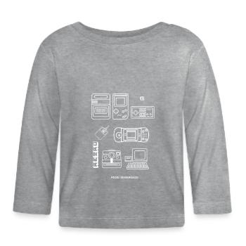 retro game blaupause nerd pc game 8bit konsole lol - Baby Bio-Langarmshirt - Grau meliert - Vorne
