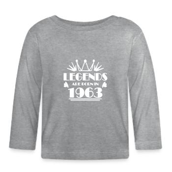 1963 - Born 1963 - Organic Baby Long Sleeve T-Shirt - heather grey - Front