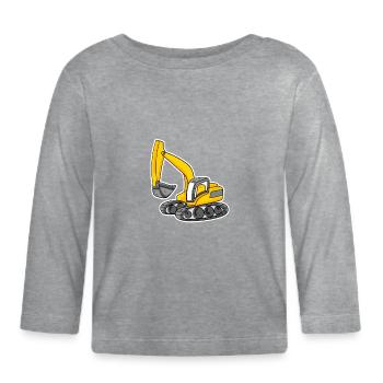 Excavator Construction Site Heavy Machinery Gift - Organic Baby Long Sleeve T-Shirt - heather grey - Front