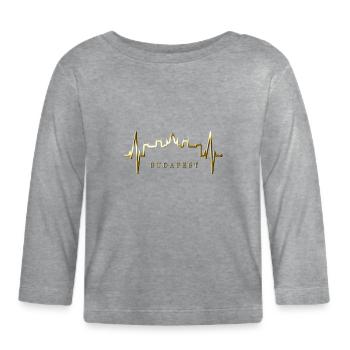 Budapest Skyline Herzschlag Ungarn Herz Budapester - Baby Bio-Langarmshirt - Grau meliert - Vorne