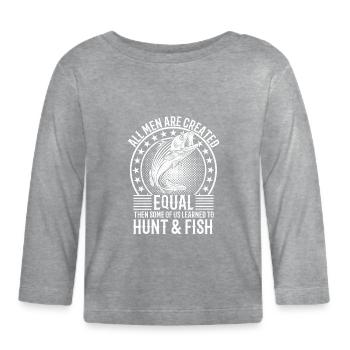 Chasse, pêche, aimer tous les jours - T-shirt manches longues bio Bébé - gris chiné - Devant